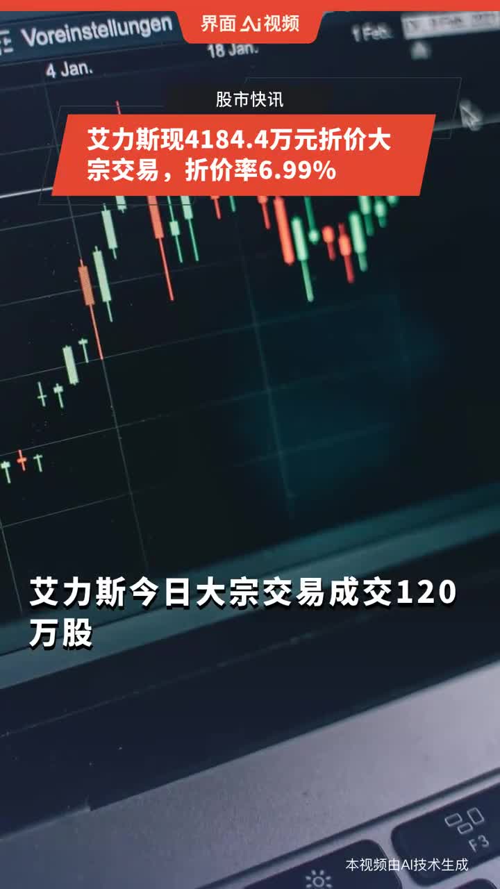 艾力斯现30笔大宗交易 总成交金额5.66亿元